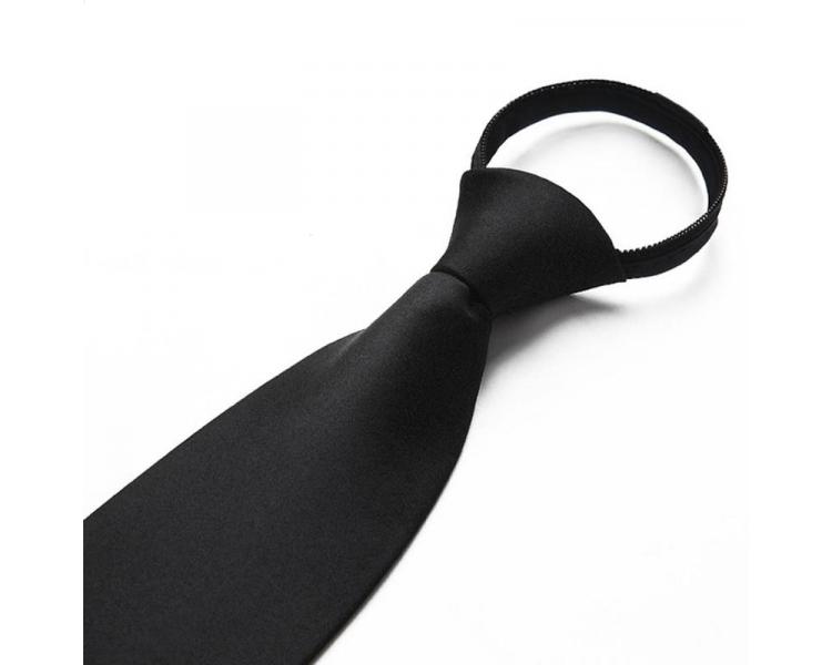 Men's black plain solid zipper necktie IZPĀRDOŠANA